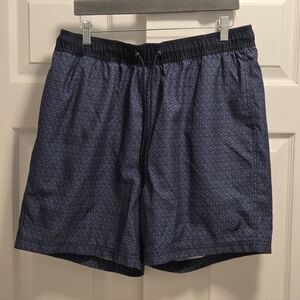 Nautica Men's Patterned Navy Swim Trunks Size Large EUC Like New
